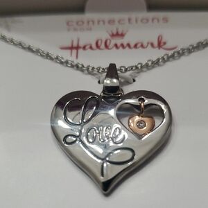 Hallmark Silver Necklace with Gold Heart Charm